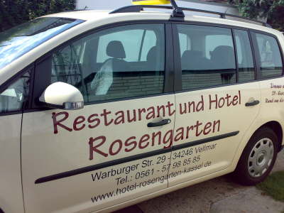 Taxi Werbung Rosengarten